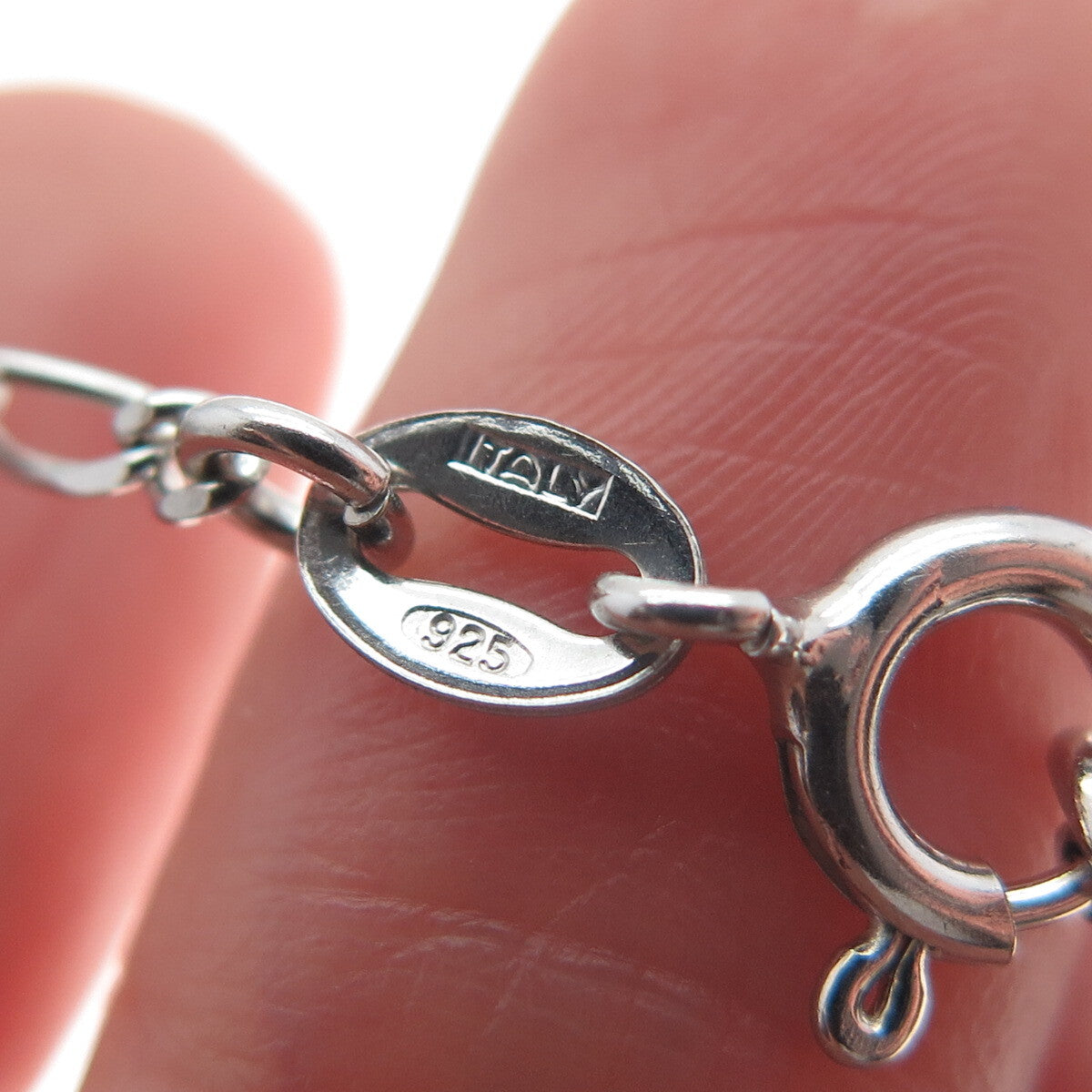 925 Sterling Silver Italy Dolphin Charms Figaro Link Bracelet 7"