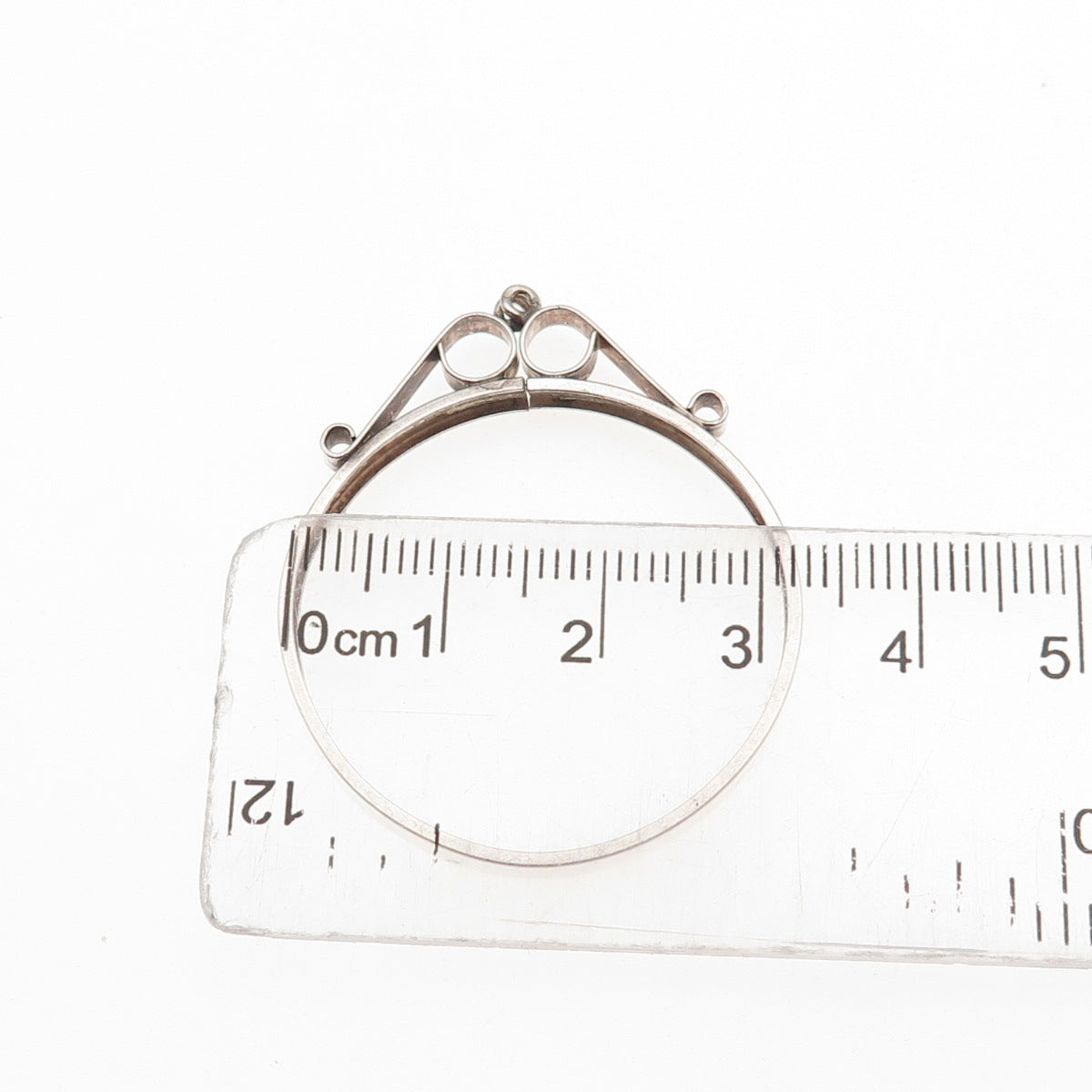 925 Sterling Silver Antique Art Deco Coin Frame Holder Oxidized Pendant
