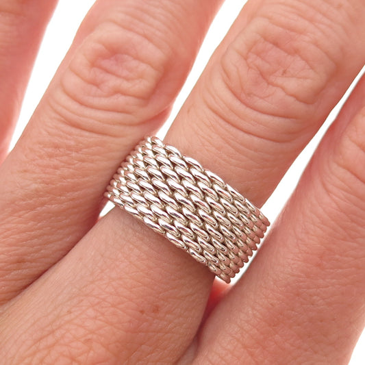 Tiffany & Co. 925 Sterling Silver Vintage Somerset Mesh Ring Size 6.75