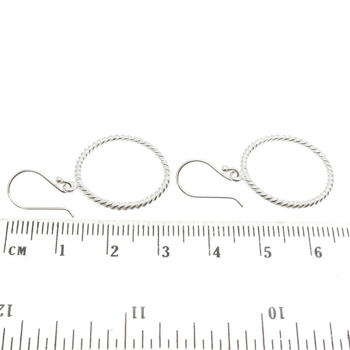 925 Sterling Silver Twisted Rope Circle Dangling Earrings