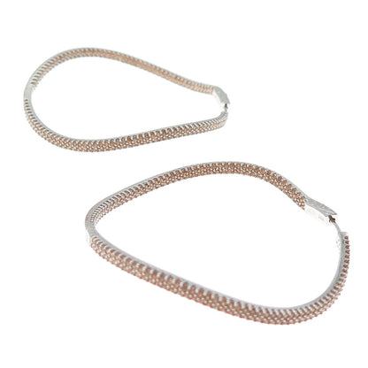 KLEO 925 Sterling Silver Round-Cut Cognac C Z In & Out Wavy Large Hoop Earrings