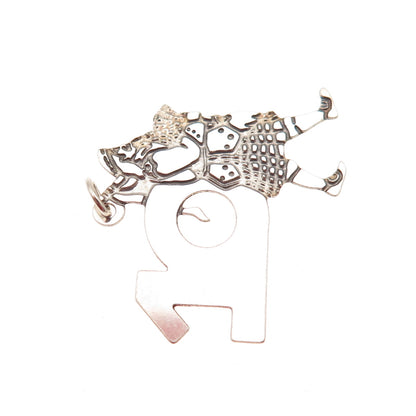 925 Sterling Silver Vintage Ten Lords A-Leaping Christmas Mini Charm Pendant