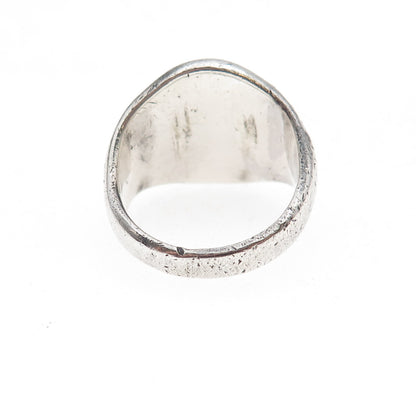 925 Sterling Silver Antique Art Deco Family Crest Oxidized Ring Size 6.75