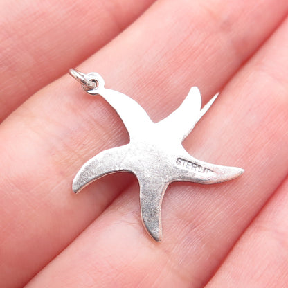 925 Sterling Silver Vintage Starfish Granulated Oxidized Charm Pendant