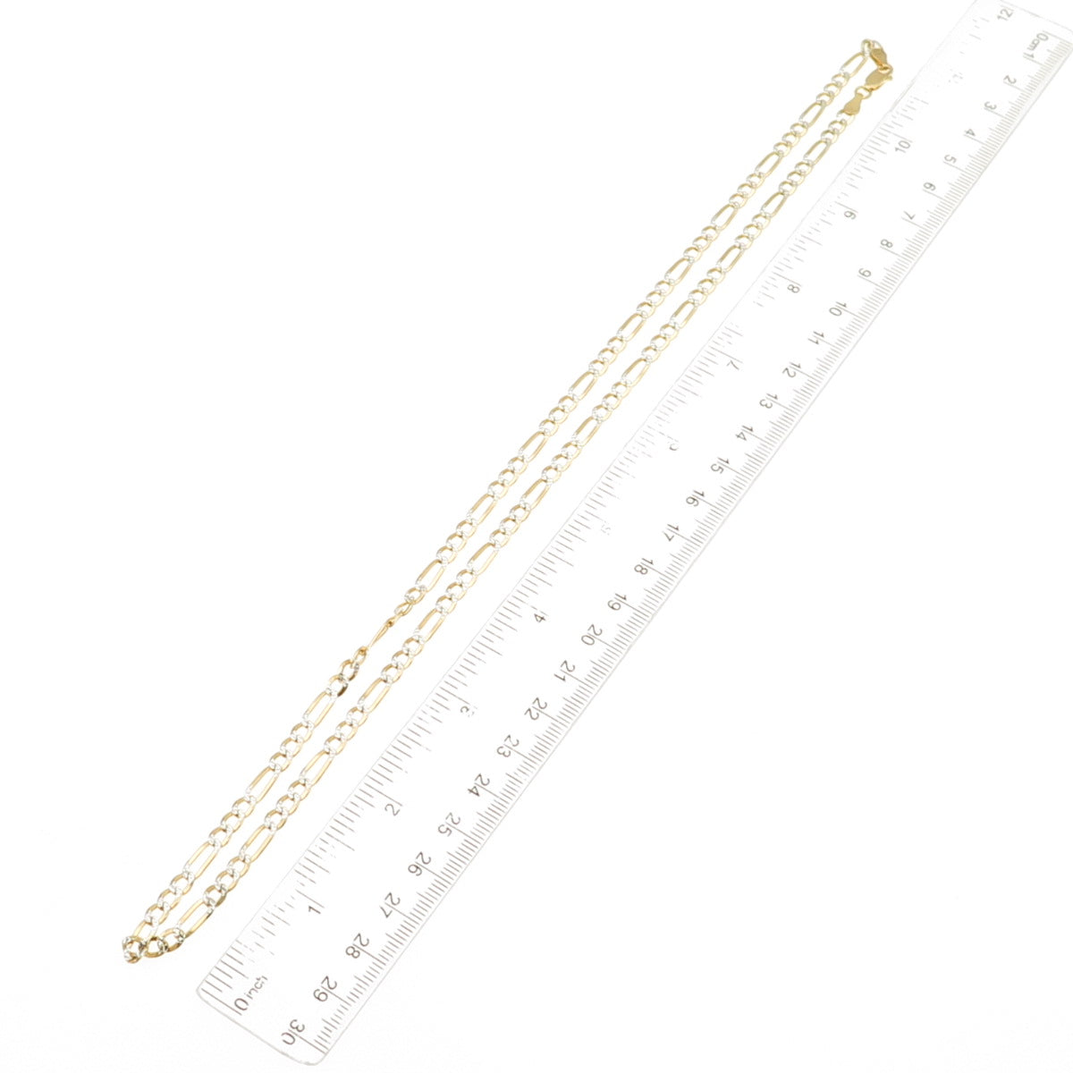 P. Lux Sterling Silver Gold Plated Italy Diamond-Cut Figaro Chain Necklace 22"