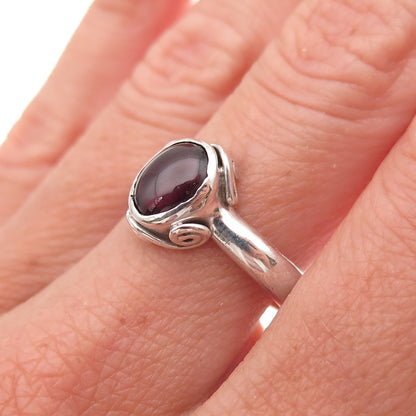 925 Sterling Silver Vintage Real Tourmaline Oxidized Ring Size 6.75