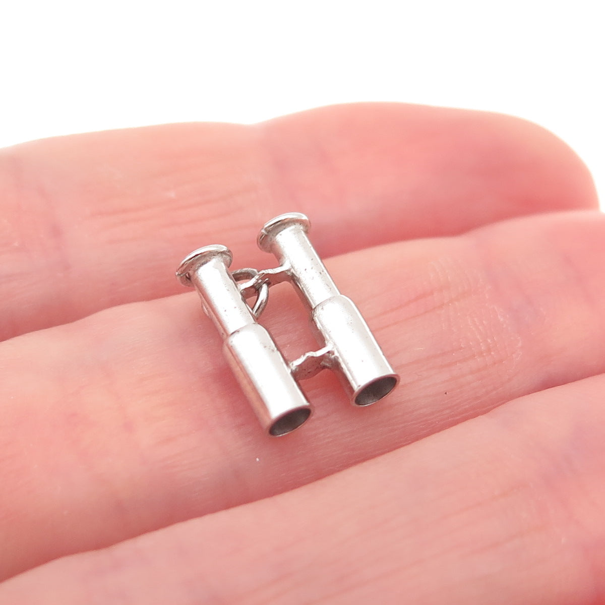 925 Sterling Silver Antique Art Deco Binoculars Oxidized 3D Charm Pendant