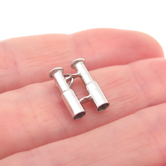 925 Sterling Silver Antique Art Deco Binoculars Oxidized 3D Charm Pendant