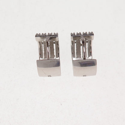 925 Sterling Silver Round-Cut C Z Hoop Earrings