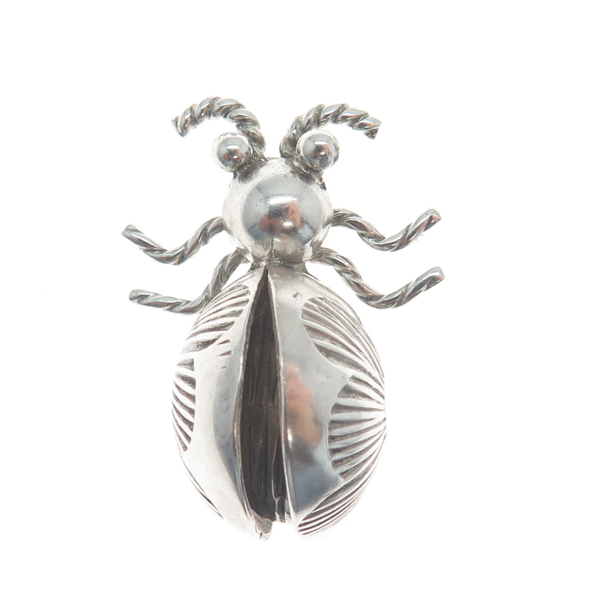 Old Pawn 925 Sterling Silver Vintage Southwestern Native Bug Tribal Pin Brooch