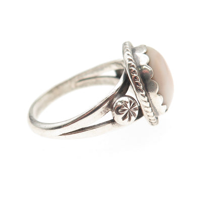 Old Pawn 925 Sterling Silver Vintage Southwestern MOP Tribal Ring Size 6