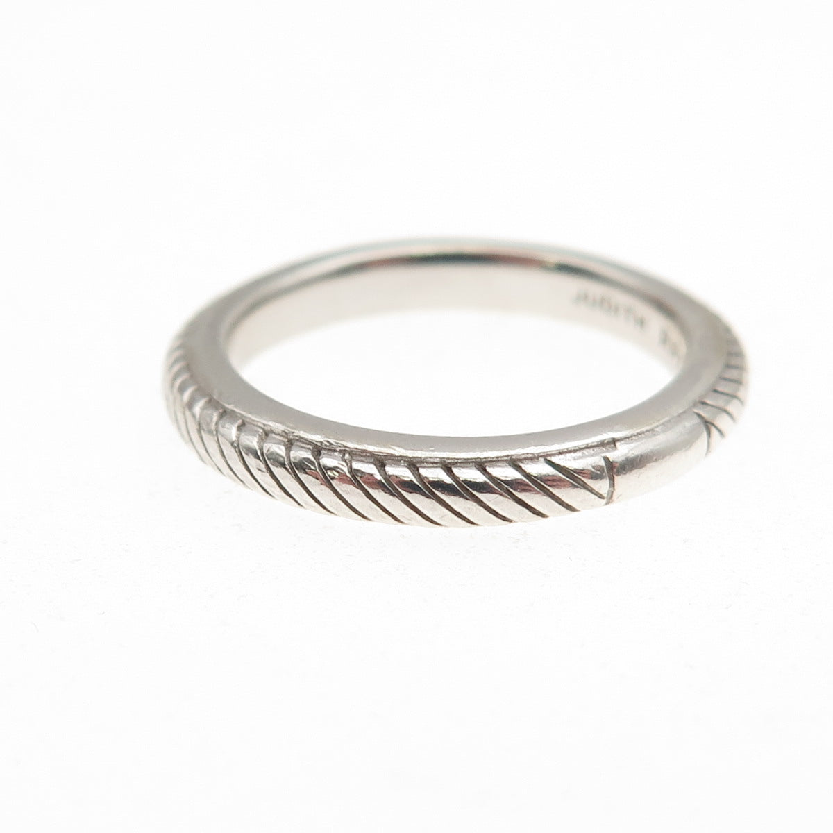 Judith Ripka 925 Sterling Silver Vintage Ribbed Stackable Band Ring Size 7