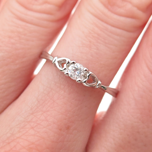 925 Sterling Silver Round-Cut C Z Heart Engagement Ring Size 8