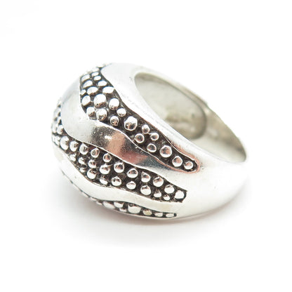 925 Sterling Silver Vintage Wavy Dome Granulated Ring Size 6.75