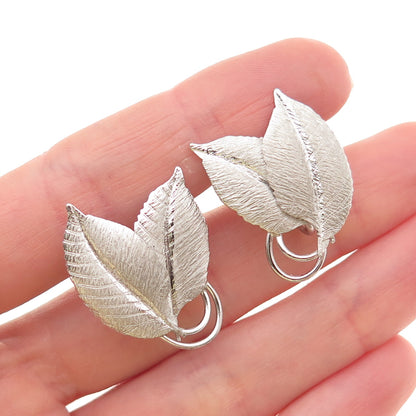 Harry S. Bick 925 Sterling Silver Vintage Floral Leaf Screw Back Earrings