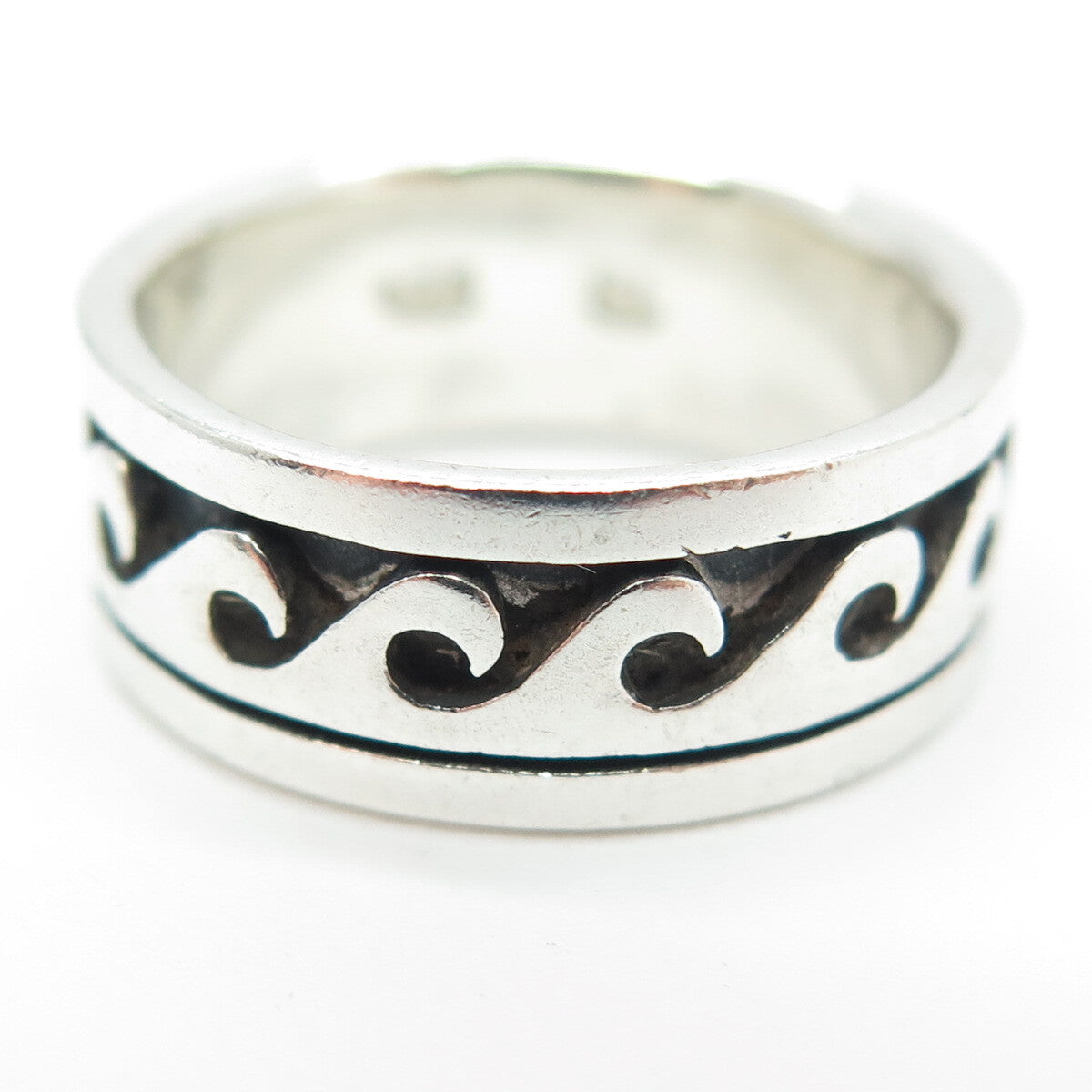 925 Sterling Silver Vintage Celtic Wave All Around Band Ring Size 6