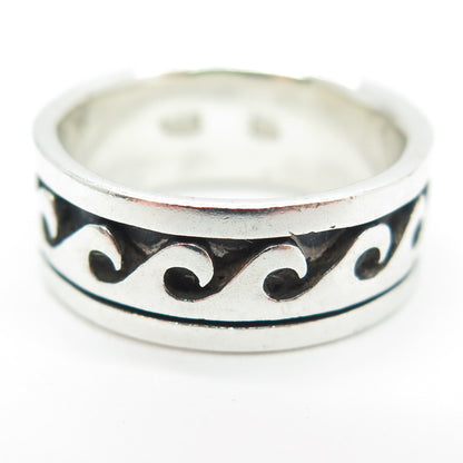 925 Sterling Silver Vintage Celtic Wave All Around Band Ring Size 6