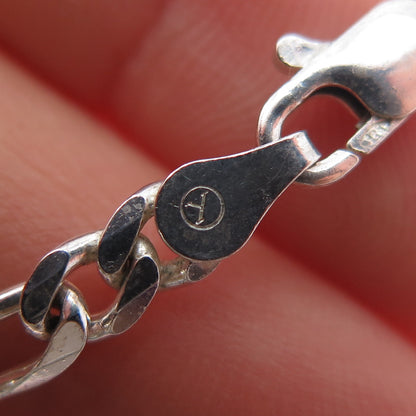 925 Sterling Silver Vintage Italy Figaro Chain Necklace 22"