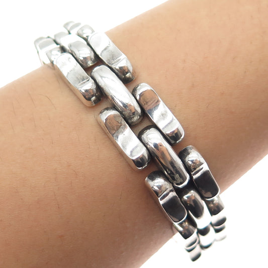 835 Silver Vintage Modernist Panther Link Bracelet 7.25"