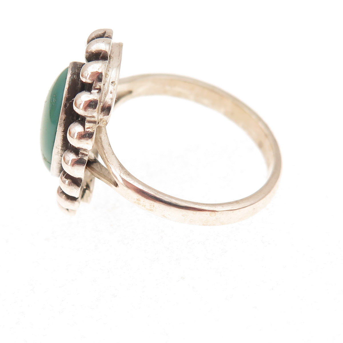 Old Pawn 925 Sterling Silver Vintage Southwestern Turquoise Beaded Ring Size 6