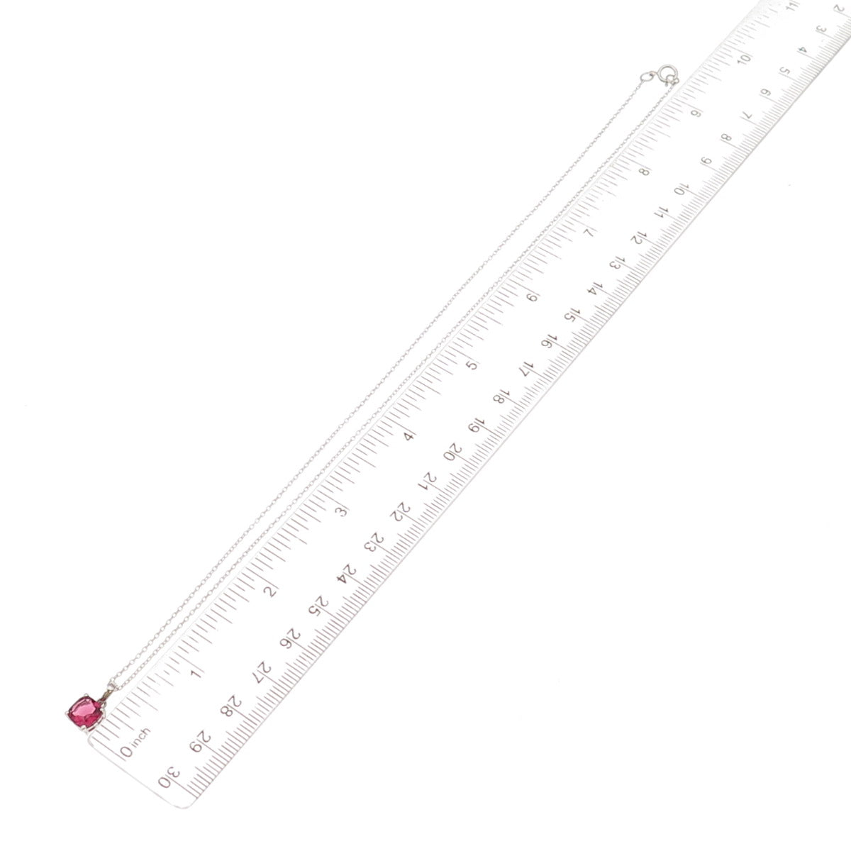 925 Sterling Silver Real Cushion-Cut Rhodolite Cable Chain Necklace 18"