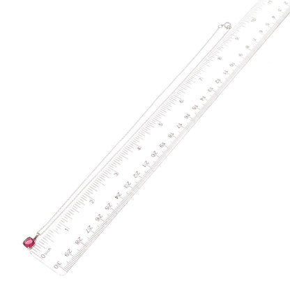 925 Sterling Silver Real Cushion-Cut Rhodolite Cable Chain Necklace 18"