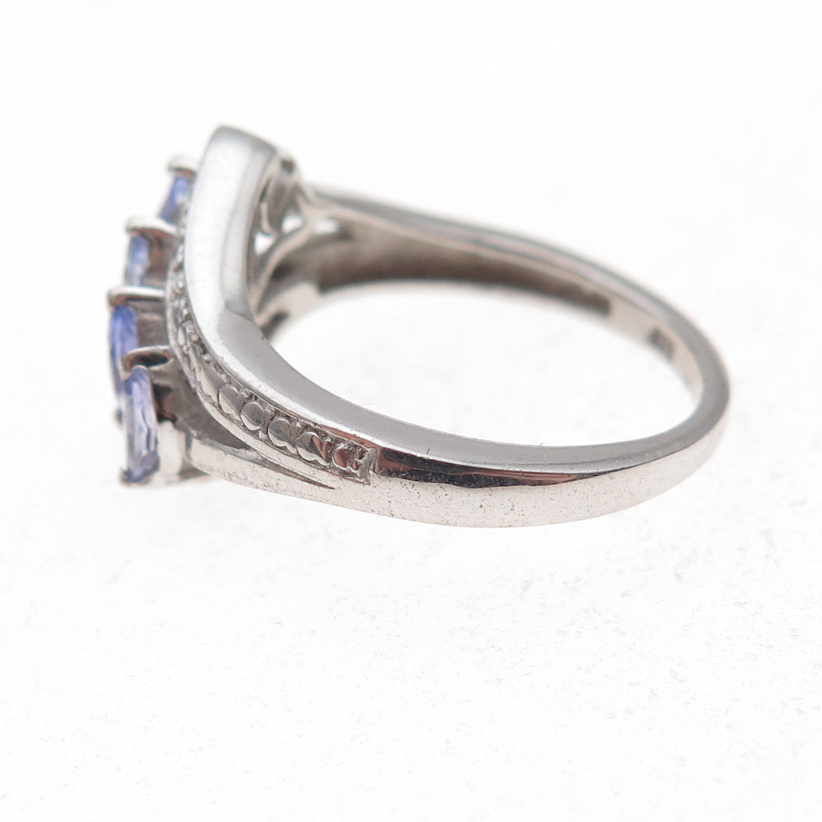 Chuck Clemency 925 Sterling Silver Real Marquise-Cut Tanzanite Ring Size 6.75