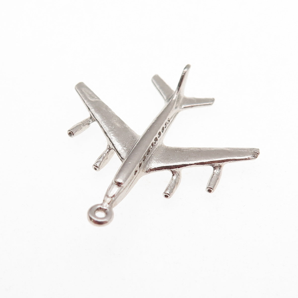 925 Sterling Silver Vintage Airplane 3D Charm Pendant
