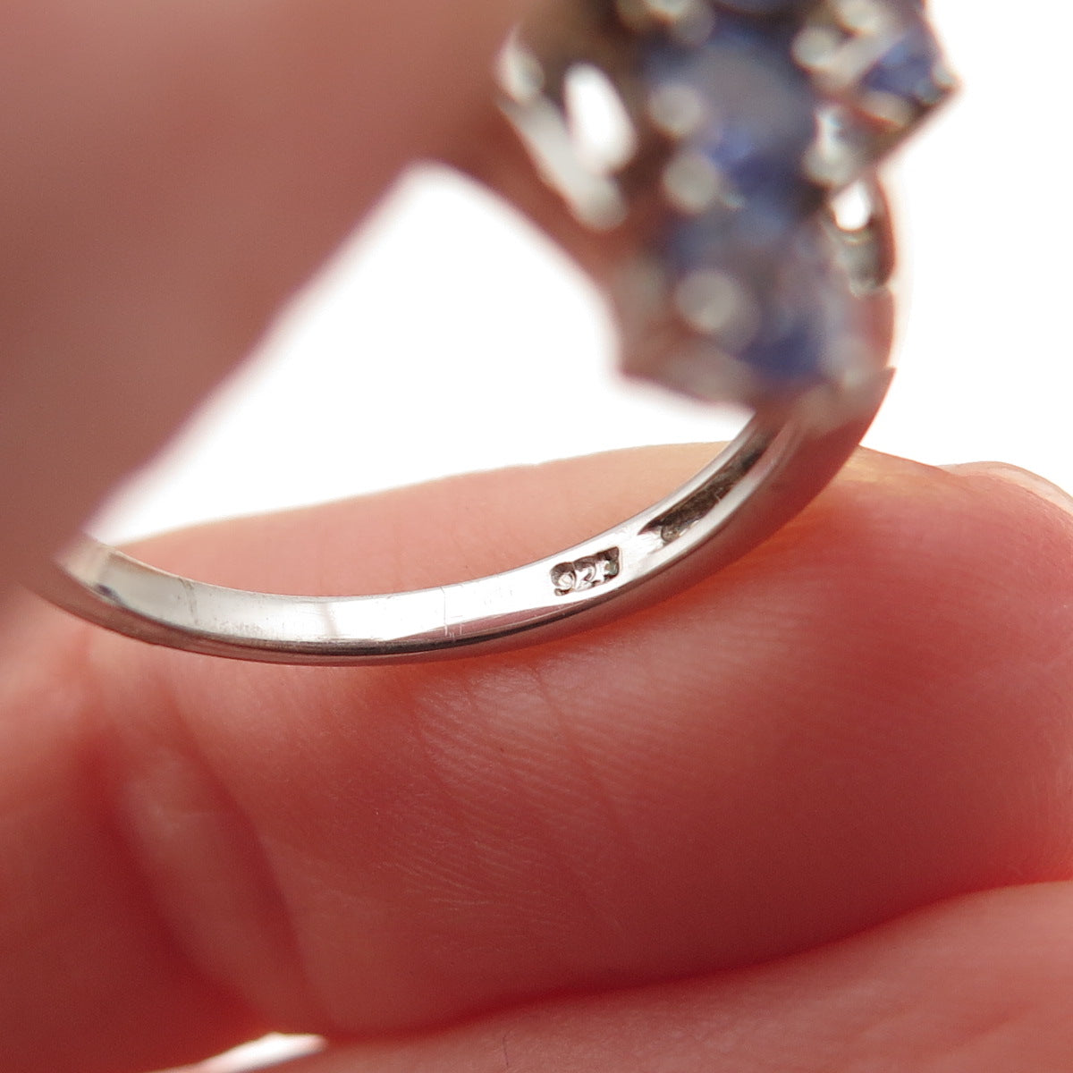Chuck Clemency 925 Sterling Silver Real Round-Cut Tanzanite Cross Ring Size 7.25