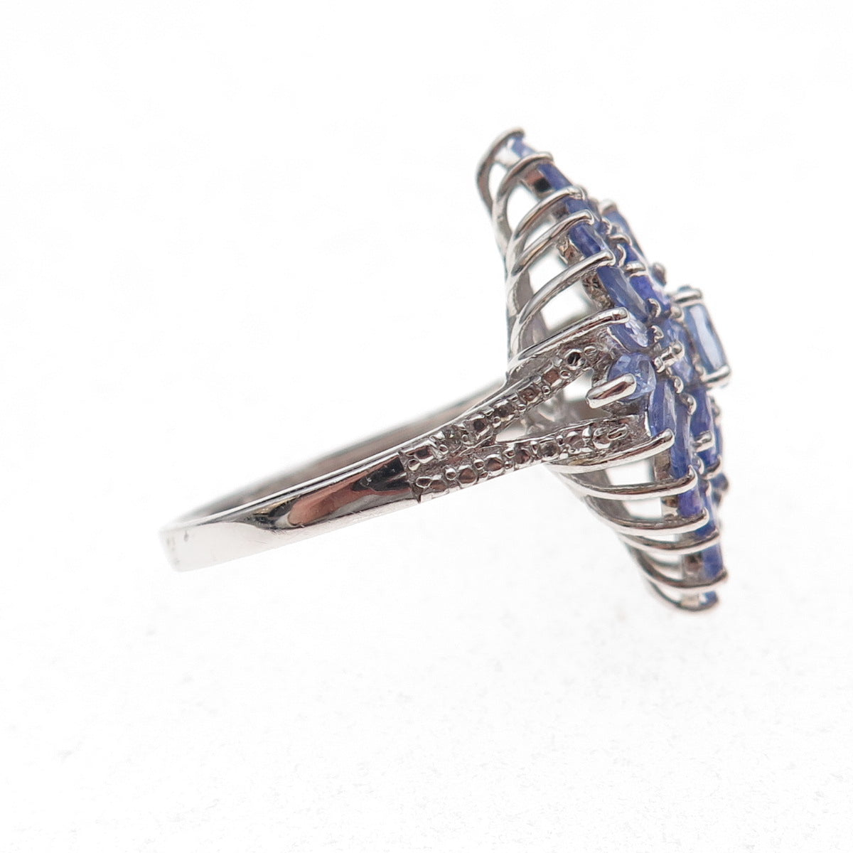 Chuck Clemency 925 Sterling Silver Real Multi-Cut Tanzanite Ring Size 8