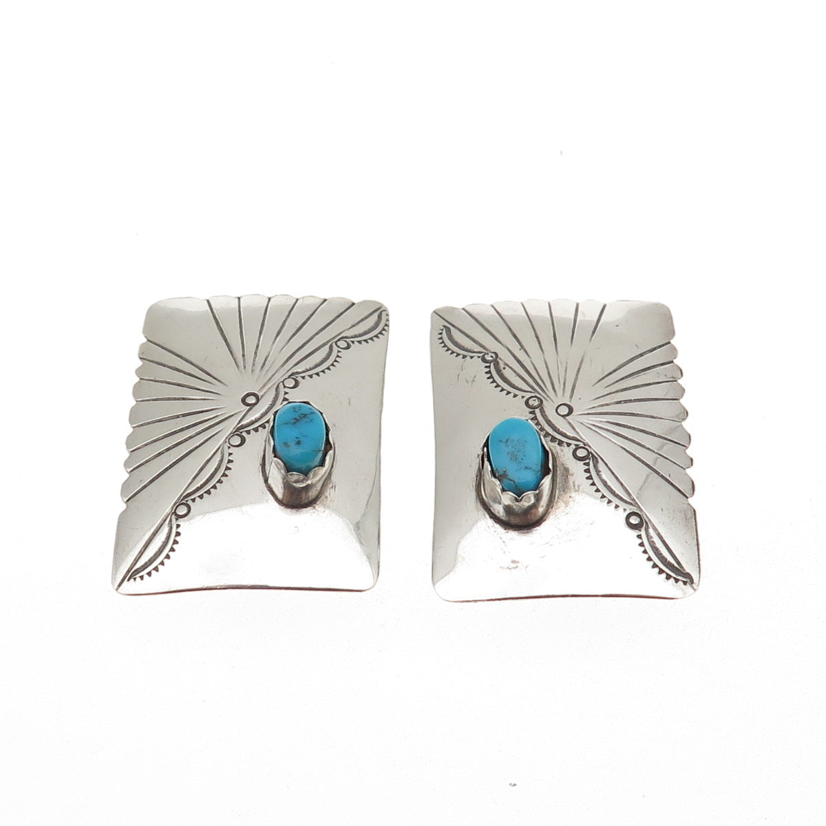 Old Pawn 925 Sterling Silver Vintage Southwestern Turquoise Snake Eye Earrings