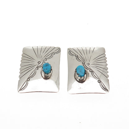 Old Pawn 925 Sterling Silver Vintage Southwestern Turquoise Snake Eye Earrings