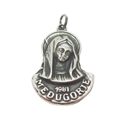 800 Silver Vintage 1981 Medugorje Religious Medal Pendant