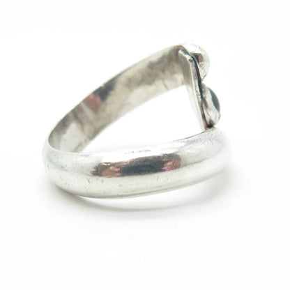 925 Sterling Silver Vintage Real Tourmaline Bypass Ring Size 6