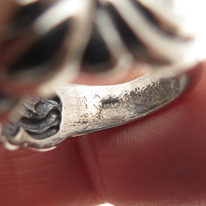 925 Sterling Silver Vintage Modernist Oxidized Ring Size 5.75