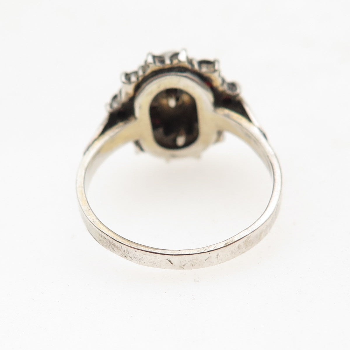 900 Silver Vintage Czechia Real Bohemian Garnet Oxidized Ring Size 6.5