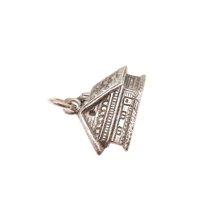 800 Silver Vintage House Oxidized Mini Charm Pendant