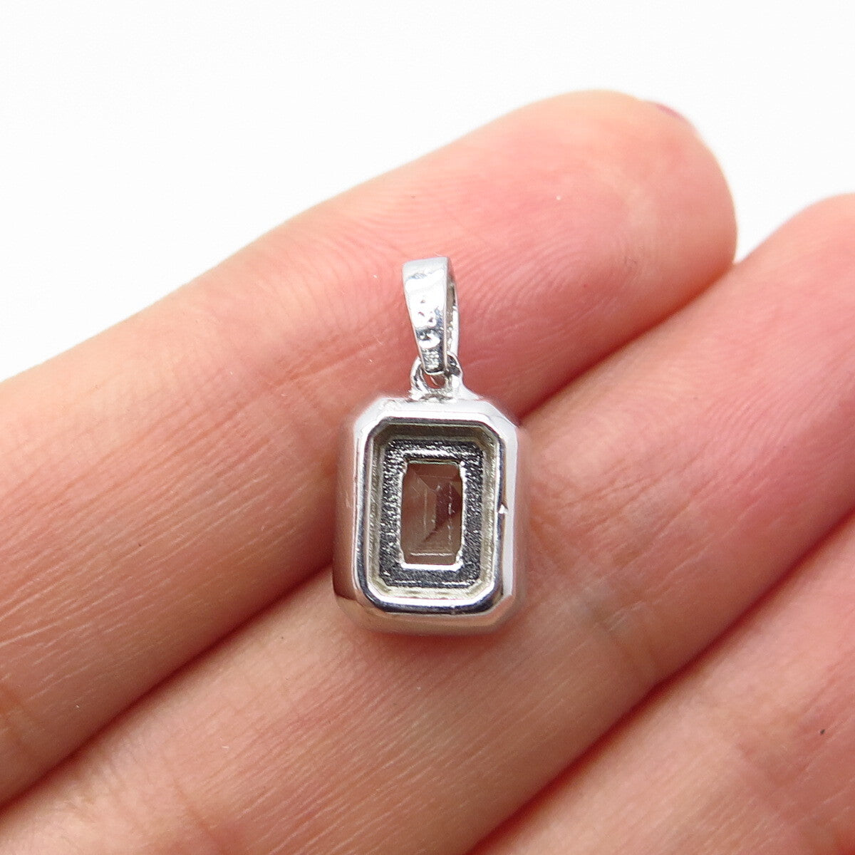 925 Sterling Silver White & Green C Z Pendant