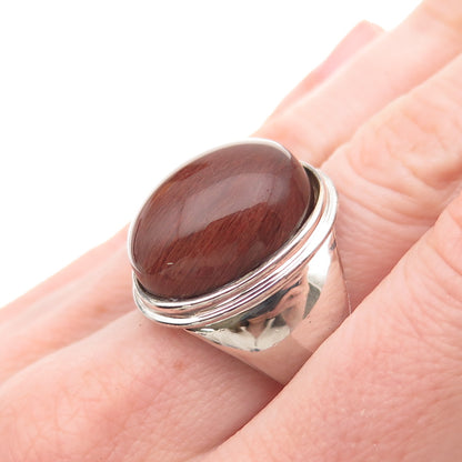 Badavici Sterling Silver Vintage Real Rutilated Quartz Modernist Ring Size 6.25