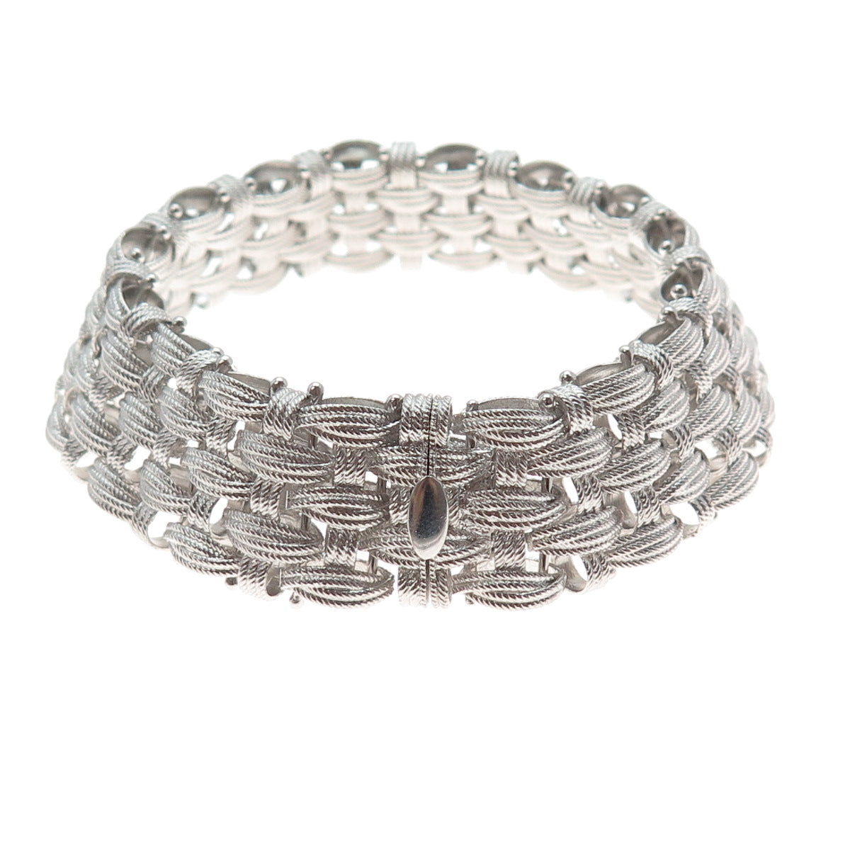 DASAN INC 925 Sterling Silver Vintage Italy Modernist Woven Link Bracelet 8"