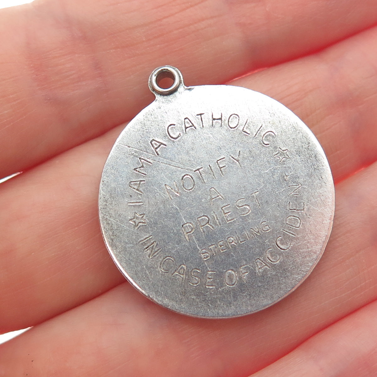 CHAPEL Sterling Silver Antique Art Deco St. Christopher Emergency Slide Pendant