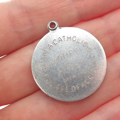 CHAPEL Sterling Silver Antique Art Deco St. Christopher Emergency Slide Pendant