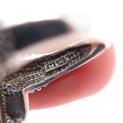ATI ANNIKA WITT Sterling Silver Vintage Onyx Granulated Oxidized Ring Size 6.25