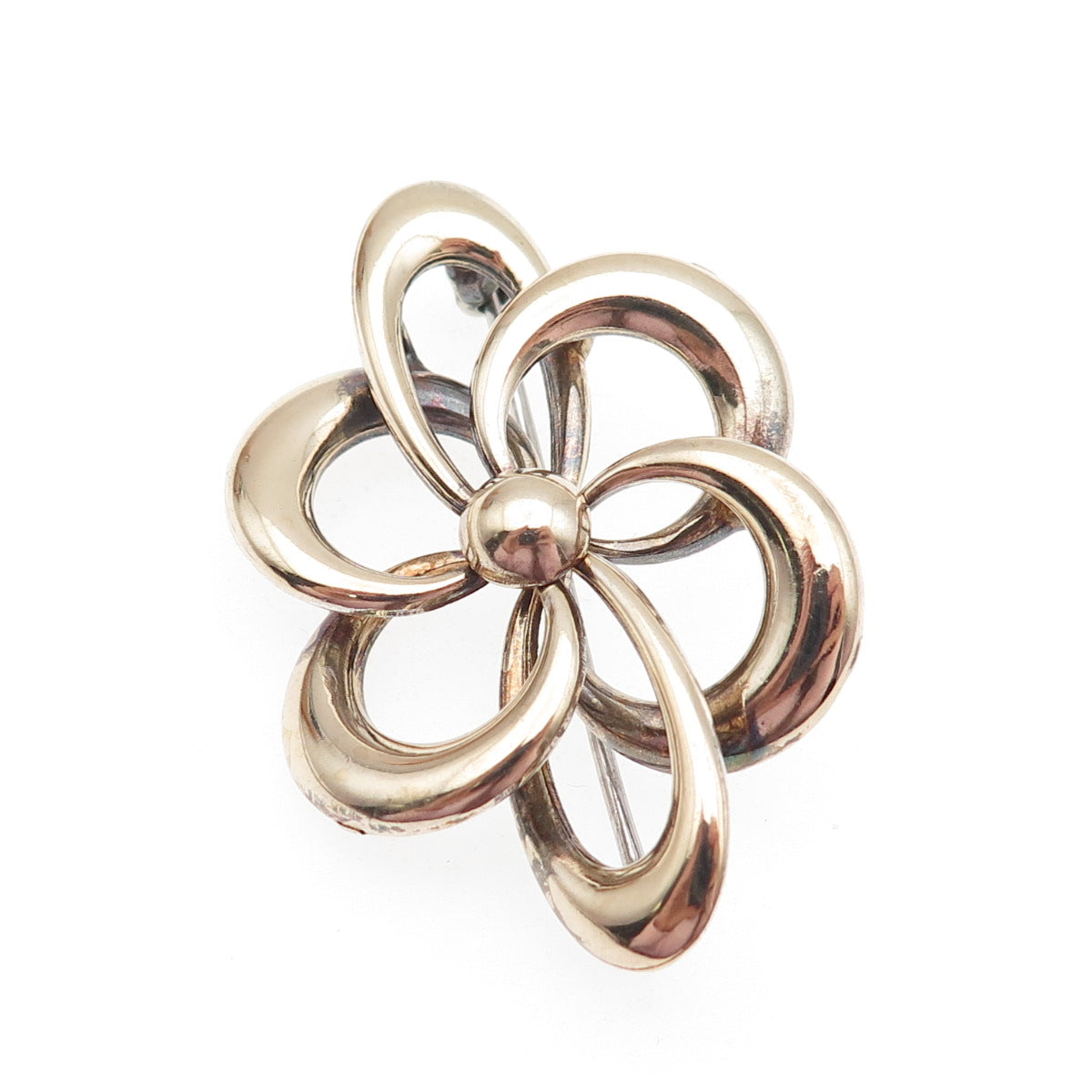 SYMMETALIC 925 Sterling 1/20 14K Gold Filled Antique Art Deco Flower Pin Brooch