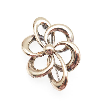 SYMMETALIC 925 Sterling 1/20 14K Gold Filled Antique Art Deco Flower Pin Brooch
