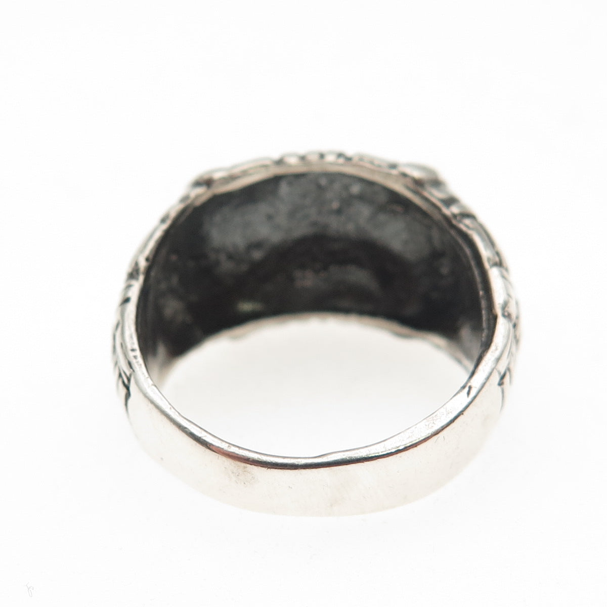 925 Sterling Silver Vintage Modernist Dome Oxidized Ring Size 8