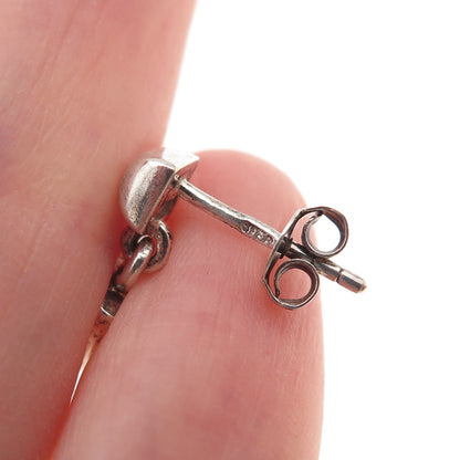 925 Sterling Silver Vintage Tulip Flower Oxidized Dangle Earrings