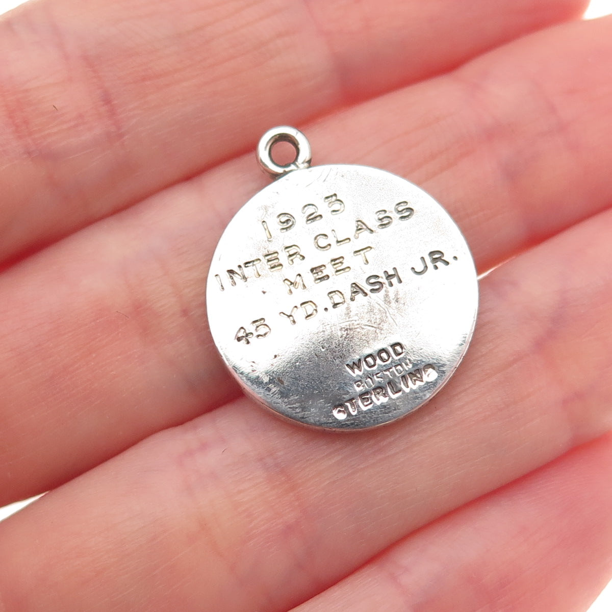 Wood Boston 925 Sterling Silver Antique 1923 Huntington School Oxidized Pendant