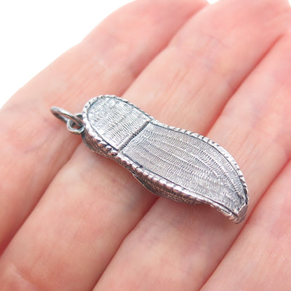 925 Sterling Silver Vintage Dutch Clogs Oxidized 3D Charm Pendant