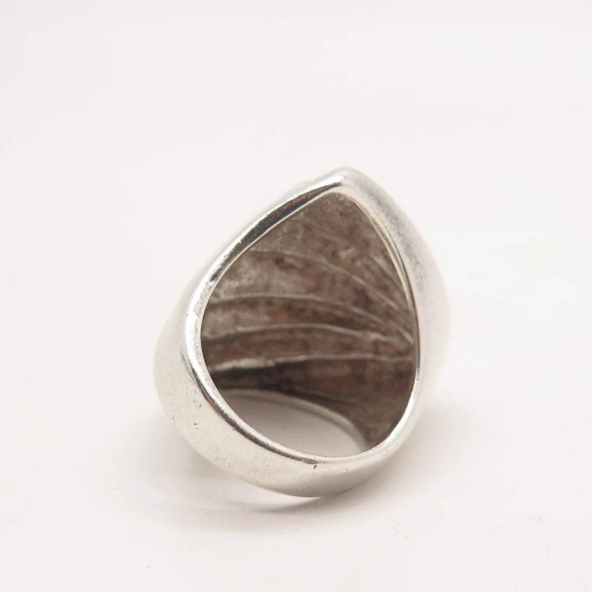 925 Sterling Silver Vintage Ribbed Wide Ring Size 6